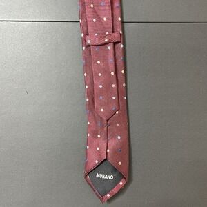 Vintage Murano Necktie Silk Polkadots Burgundy Preppy Formal Business Wedding